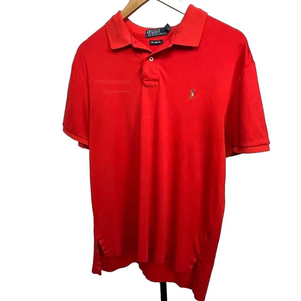 Polo‎ Ralph Lauren Shirt Pima Soft Touch 100% Cotton Logo Red Large Golf Preppy